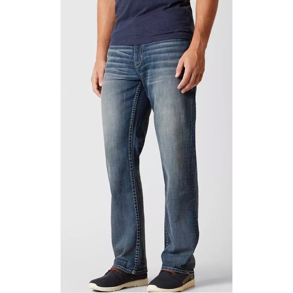 BKE Tyler Straight Leg Relaxed Fit Jeans Blue Mens Size 33L Y2K Western Skater